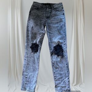 DSTLD WOMEN'S GRAY/BLACK LOS ANGLES REGULAR FIT SKINNY LEG DENIM MOM JEANS 29/30